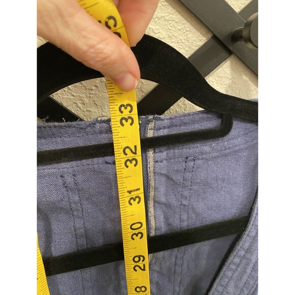 Free People Jumpsuit Jumper Womens 6 Linen Blue Striped Open Back Moonlight Mile - Picture 5 of 11